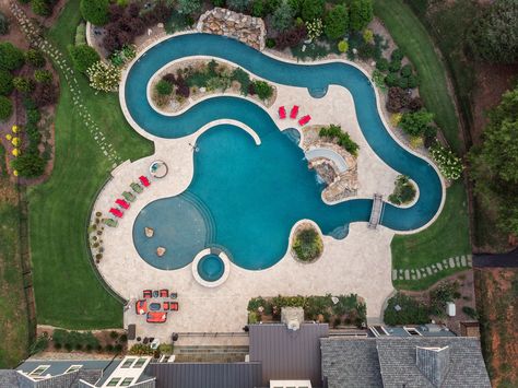 Lazy River Swimming Pools – Executive Swimming Pools, Inc. Backyard Lazy River, River Swimming, River Pool, Lazy River Pool, Dream Backyard Pool, Pools Backyard Inground, Lazy River, Casas Coloniales, Dream Pools