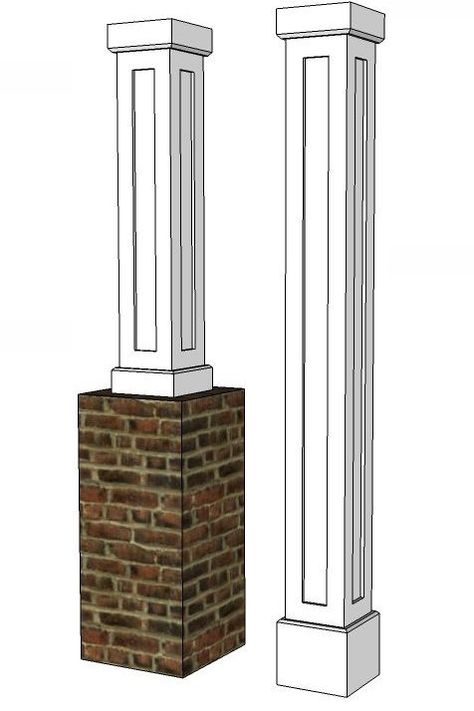 10" SHAKER PVC Column Wrap Kit 4x4 Post Wrap Ideas, Porch Pillars Columns, Column Decoration Ideas, Front Porch Pillars, Pvc Column Wraps, Craftsman Columns, Porch Pillars, House Columns, Column Decoration