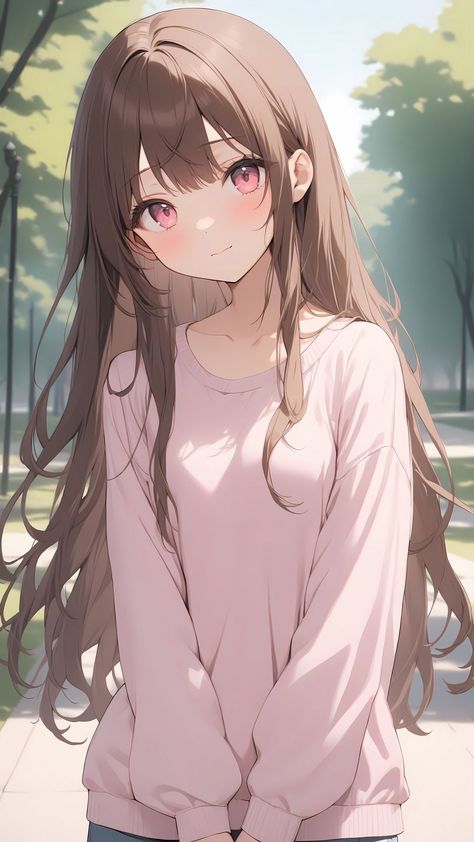 free wallpapers 4K cute, anime, girl, long hair, art for mobile and desktop Long Hair Art, Wallpapers Girl, Rain Street, Girl Long Hair, Anime Brown Hair, Girl Uniform, Wallpaper Girl, Art Sweater, Dark Black Wallpaper