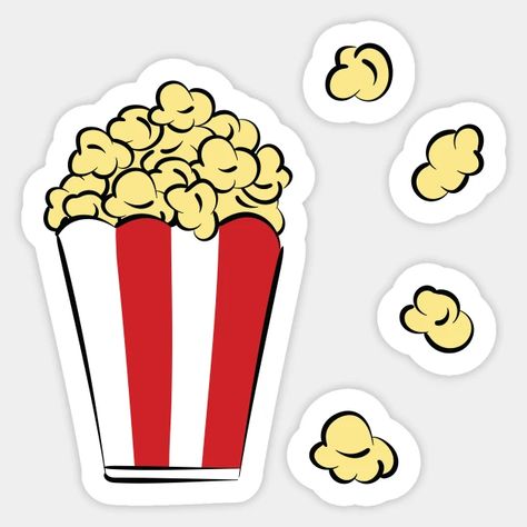 Popcorn Bucket Printable, Popcorn Illustration Drawing, Popcorn Coloring Page, Popcorn Drawing Simple, Movie Night Drawing, Popcorn Doodle, How To Draw Popcorn, Bucket Illustration, Popcorn Drawing