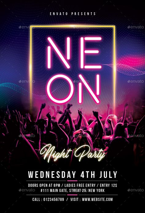 Neon Graphic Design Poster, Neon Design Poster, Neon Poster Design, Party Graphic Design, Neon Event, Dance Party Decor, Party Poster Design, Party Design Poster, Colourful Party