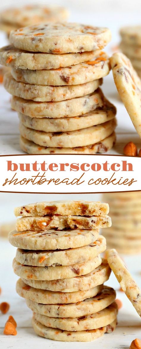 Christmas Cookies Butterscotch, Dish To Make For Party, Butterscotch Cookies Christmas, Christmas Cookies With Butterscotch Chips, Cookie Recipes With Butterscotch Chips, Shortbread Toffee Cookies, Recipe With Butterscotch Chips, Chewy Shortbread Cookies, Things To Make With Butterscotch Chips