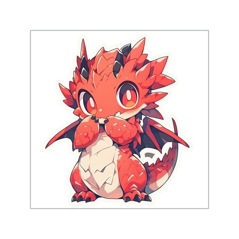 4.62 USD Add a touch of cuteness and fantasy to your life with this adorable anime-style red dragon sticker! Perfect for dragon lovers, anime fans, and anyone looking to add a unique flair to their belongings. Made with high-quality materials and vibrant colors, this sticker is sure to stand out wherever you place it. Whether you stick it on your laptop, notebook, or water bottle, this little dragon is sure to bring a smile to your face every time you see it. .: Material: Premium printable… Red Character Design, Fire Dragon Art, Red Dragon Art, Dragon Cute, Dragon Cartoon, Dragon Anime, Chibi Dragon, Dragon Rouge, Anime Orange