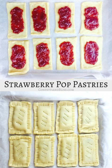 Pop Tart Pie, Strawberry Pop Tarts, Homemade Pop Tarts, Strawberry Pop, Poptart Recipe, Strawberry Pop Tart, Fast Dessert Recipes, Pop Tarts Homemade, Pop Tart