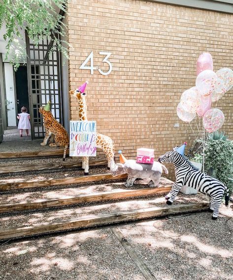 Kara's Party Ideas "Calling All Party Animals" First Birthday Party | Kara's Party Ideas Themed Party Outfit Ideas, Safari Animal Cookies, Animals First Birthday Party, Calling All Party Animals, Animal Party Decorations, Animal Decorations, Animal Party Theme, Animal Themed Birthday Party, Animal Theme Birthday