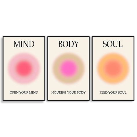 Mind Body Soul Print Positive Aura Posters Painting - Colorful Aura Poster Energy Wall Art Minimalist Colorful Print Aesthetic Wall Decor Poster Energy Spiritual Picture - 11x17in LAMINATED - No Frame Aura Pictures, Posters Painting, Aura Body, Aura Posters, Colorful Aura, Positive Aura, Spiritual Pictures, Aesthetic Wall Decor, Energy Spiritual