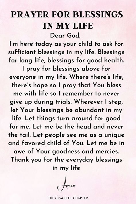 Prayers for blessings in my life Prayers For Manifestation, Prayer For Blessings And Opportunities, Morning Prayers To Start Your Day Women, Prayers For Self, Prayers For Happiness, Prayer For Self, Prayers For Blessings, Prayers For Women, Blessing Prayers