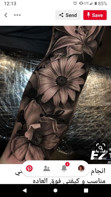 Realism Flower Tattoo Design, Leg Sleeve Flowers, Lower Back Cover Up Tattoos For Women, Half Leg Sleeves For Females, Cover Up Tattoo Designs For Women, Women Flower Tattoos, Floral Cover Up Tattoo, Cool Sleeve Tattoos, Tattoos Cover Up