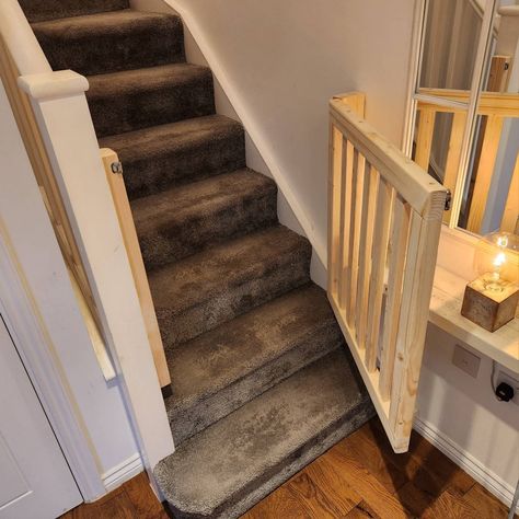 Wooden Stair Gate - Etsy Australia Wooden Stair Gate, Dog Under Stairs, Pet Gates, Stair Gate, Rustic Bath, Safety Gate, Wooden Staircases, Wooden Stairs, Pet Gate