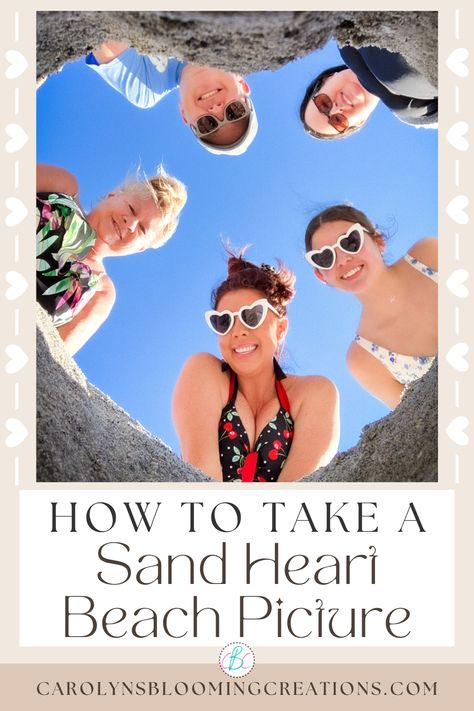How to Take a Sand Heart Beach Picture — DIY Home Improvements Carolyn's Blooming Creations Fun Beach Pictures, How To Make Sand, Sand Heart, Diy Nursery Mobile, Beach Vacation Pictures, Diy Home Improvements, How To Make Butterfly, Mobile Diy, Sand Pictures