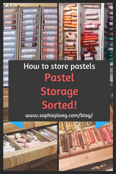 There are various ways to store your pastels: drawers, boxes, travel boxes, carriers. Pastel, Pastel Storage Ideas, Oil Pastel Storage Ideas, Soft Pastel Storage Ideas, Best Oil Pastels, Sketch Accessories, Art Materials Organization, Pastel Storage, Pastel Techniques