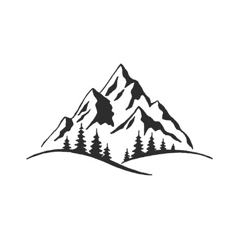 Mountain Illustration Vector, Mountain Stencil, Mountain Logo Vector, Mountain Logo Design, Deer Stencil, Mountain Vector, Sillouette Art, Mountain Sketch, Landscape Clipart
