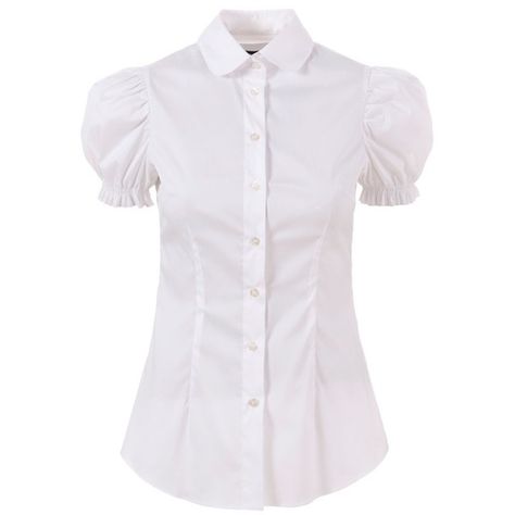 D&G CAMICIA W0800 COTTON / NYLON SS10/SS0541TNEB (3.301.300 VND) ❤ liked on Polyvore featuring tops, blouses, shirts, uniform, women, round collar shirt, button front shirt, short shirts, puffed sleeve blouse and white button front blouse Button Up Puff Sleeve Top, White Short Puff Sleeve Blouse, Puff Sleeve Collar Shirt, Puffy Sleeve Button Up Shirt, White Collared Shirt Png, White Top Puffy Sleeves, White Shirt Puffy Sleeves, White Shirt With Puffy Sleeves, White Puffed Sleeve Top