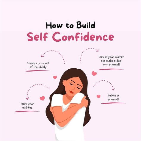 Illustrated self confidence tips instagr... | Premium Vector #Freepik #vector #love-quotes #love-typography #positive-background #cute-design Self Confidence Illustration, Confidence Illustration, Self Confidence Building Quotes, Positive Background, Tips Instagram Post, Confidence Building Quotes, Love Typography, Building Self Confidence, Background Cute