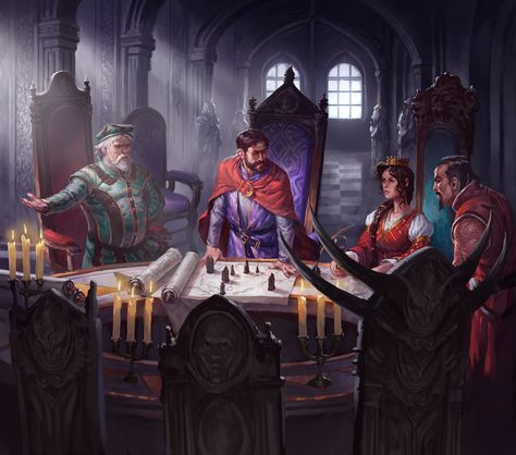 Council Concept Art, Fantasy Council Meeting, Council Meeting Fantasy Art, Fantasy Army Art, Fantasy Council, Army Fantasy Art, Fantasy Government, Army Painting, Fantasy Army
