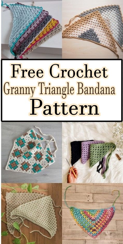 Crochet Granny Triangle Bandana Amigurumi Patterns, Crochet Granny Triangle Bandana, Granny Bandana Crochet Pattern, Crochet Headband Triangle, Triangle Bandana Crochet Pattern Free, Granny Stitch Bandana, Crochet Triangle Headband, Crochet Granny Bandana, Crochet Patterns To Make And Sell