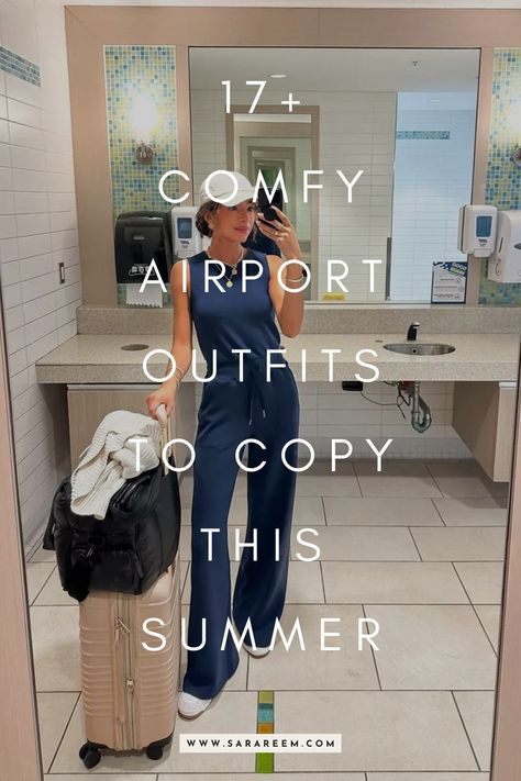 Looking for airport outfit ideas for your next trip? You'll love these stylish and comfortable travel outfits perfect for summer 2024, ensuring you fly in both style and ease. I’m sharing some of the best airport outfit ideas that will keep you cool and fashionable during your summer travels. These summer outfit ideas will help you step up your airport style. Read on to discover the top travel outfits for summer 2024, and get ready to travel in comfort and style. Happy travels! Moving Day Outfit Summer, Europe Plane Outfit, Womens Airport Outfits Casual, Leggings Airport Outfit Summer, Aeroplane Outfit Summer, Flight Outfits Women, Jumpsuit Airport Outfit, Airplane Aesthetic Outfit, Plane Travel Outfit Summer