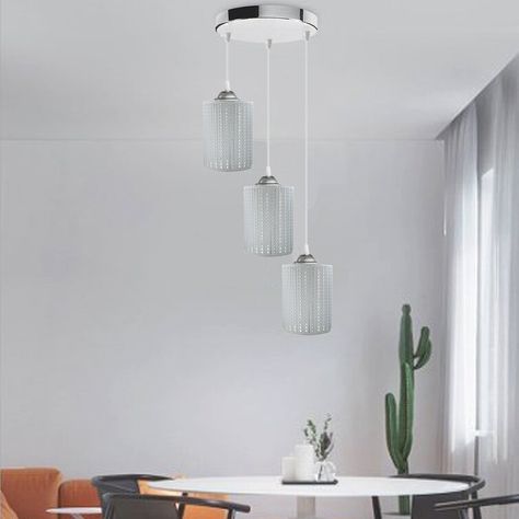 Ebern Designs Crudden 3-Light Cluster Dome Pendant | Wayfair.co.uk Lamp Cage, Hanging Lamp Design, Pendant Light Kit, Cage Pendant Light, Romantic Atmosphere, Bar Area, Cluster Pendant, Light White, Lamp Base