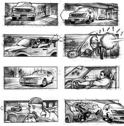 I like this storyboard because it has a very high action scene but you can still tell what is going on in the scene Cartoon Snap, Car Anime, Storyboard Examples, Storyboard Design, Storyboard Drawing, Draw A Car, Storyboard Ideas, Comic Book Layout, Storyboard Illustration