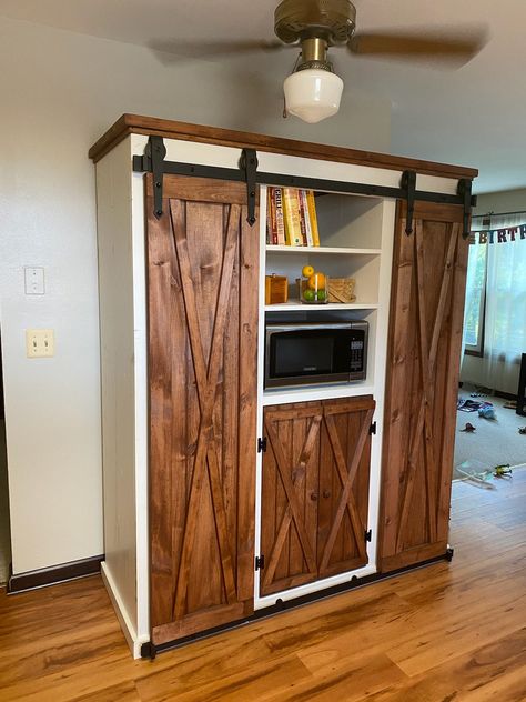 kitchen pantry , country farmhouse storage cabinet  w/ sliding barn doors , trash can holder..cupboard cabinet , country side board , kitchen cabinet, PLEASE READ ALL DETAIL DESCRIPTION. ALL FURNITURE IS FOR PICK UP ONLY WE DO NOT SHIP WE DO NOT SHIP PICK UP ONLY 60 MINUTES NORTH OF INDIANAPOLIS INDIANA 45 MINUTES SOUTH OF FORTWAYNE,INDIANA UPDATE. SHIPPING CAN NOW BE PROVIDED WHEN ORDERED BY SELECTING IN THE VARIATION BAR.. THAT YOU WANT IT SHIPPED. SHIPPING FEES DUE APPLY... AND INVOICE WILL B Stand Alone Kitchen Pantry, Stand Alone Pantry, Pallet Pantry, Entry Shelf, Barn Makeover, Country Farmhouse Furniture, Cabinet Trash, Standing Pantry, Small Kitchen Pantry