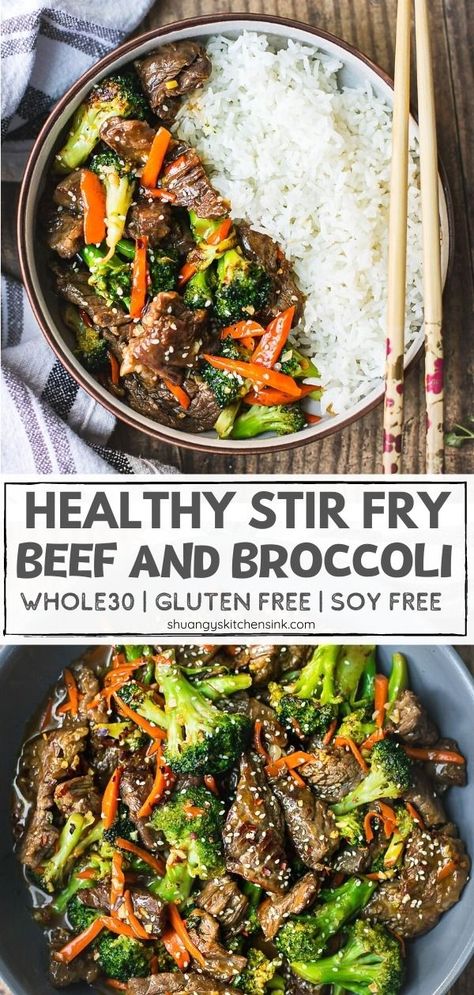 Healthy Chinese Food, Healthy Beef And Broccoli, Beef And Broccoli Stir Fry, Healthy Chinese Recipes, Healthy Chinese, Plats Healthy, Healthy Stir Fry, Berbuka Puasa, Healthy Beef