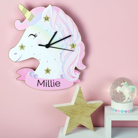 Unicorn Themed Bedroom, Unicorn Clock, Nursery Clock, Bedroom Clocks, Cute Clock, Unicorn Nursery, Clock For Kids, Unicorn Wall, Clock Gift