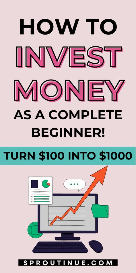 If you're new to investing, you might be worried about losing your hard-earned money. But the thing is the earlier you start letting your money work for you the better. This investing for beginners guide will help you learn how to invest money for beginners. Remember to save it for later. Stocks For Beginners, Investing For Beginners, Invest Money, Where To Invest, Dividend Investing, Investing Strategy, Money Management Advice, Investment Accounts, Investment Tips