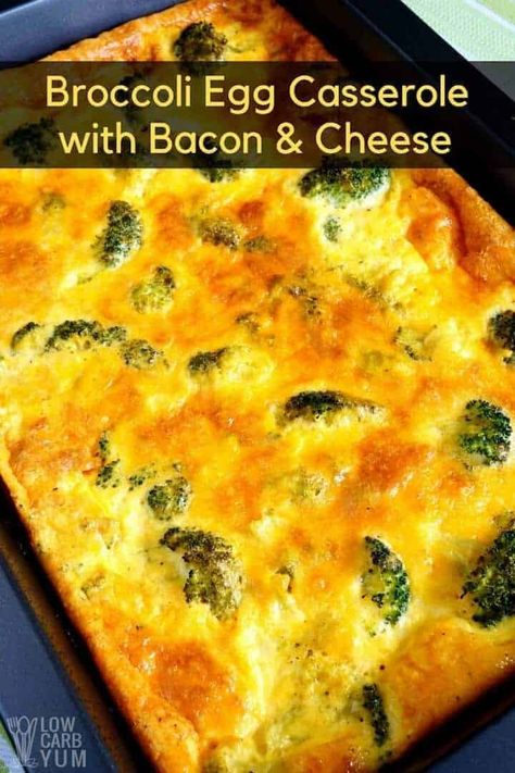 Broccoli Egg Casserole, Egg Casserole With Bacon, Bacon Egg And Cheese Casserole, Bacon Egg Bake, Broccoli Quiche Recipes, Casserole With Cheese, Egg And Cheese Casserole, Low Carb Broccoli, Casserole With Bacon