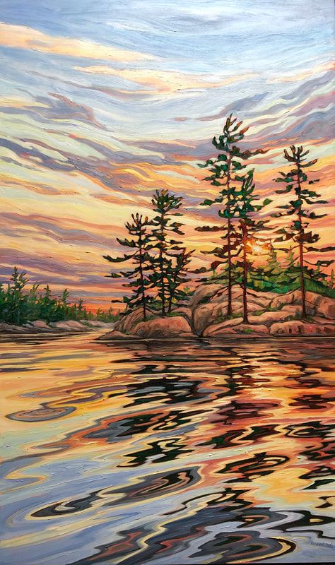 CANADIAN LANDSCAPE ARTIST - Brigitte Granton - Canadian Landscape Artist Canadian Landscape Art, Canadian Landscape Painting, Tall Paintings, Canadian Indigenous Art, Canadian Painting, Ocean Watercolor, Fantasy Architecture, Moody Landscape, Watercolor Scenery