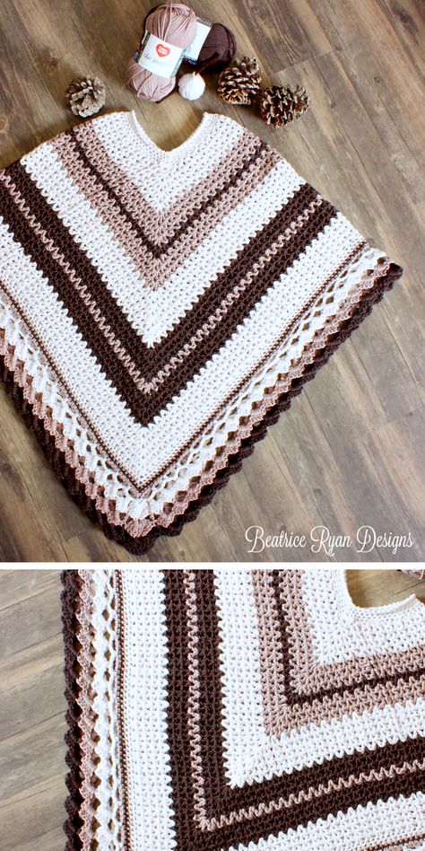 Trendy Crochet Ponchos – 1001 Patterns Crochet Poncho Patterns Easy, Crochet Poncho Free Pattern, Crochet Shawl Pattern Free, Crochet Poncho Patterns, Crochet Shawls And Wraps, Trendy Crochet, Poncho Pattern, Haken Baby, Crochet Cardigan Pattern