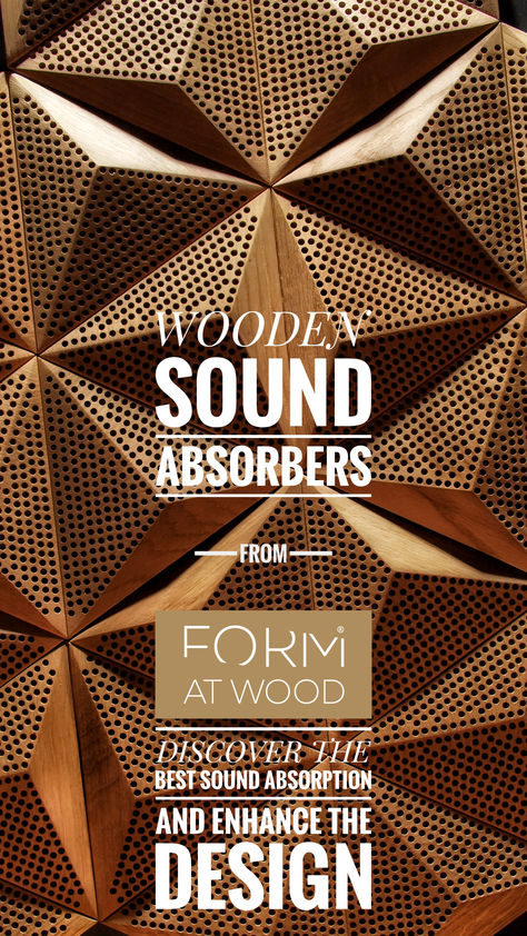 Wooden acoustic panels signed by the FORM AT WOOD brand – are a unique combination of exceptional aesthetics and original design with class A of sound absorption function. 🔇☑ The HEXAGO collection is FAW’s response to market demand for a product that meets stringent standards and building code requirements for interior acoustics, while also featuring a remarkable design. The sound-absorbing wall panels are ideal for use in offices, conference rooms, recording studios, or private media rooms.👌 Wood Sound Absorbing Panel, Sound Absorbing Wall Decor, Soundproof Panels Design, Soundproof Wall Design, Office Sound Absorption, Sound Absorbing Decor Diy, Wall Soundproofing Ideas, Panelling Designs Wall, Sound Absorbing Decor