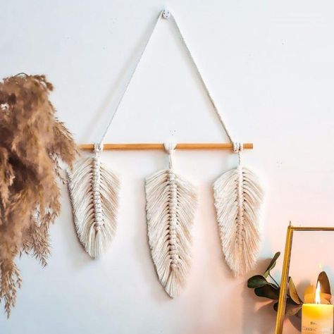 51 Macrame Wall Hanging Ideas with Boho-Chic Appeal Macrame Wall Hanging Ideas, Tassel Wall Hang, Macrame Mirror, Bedroom Pendant, Macrame Tapestry, Bedroom Wall Hangings, Bohemian Wall Hanging, Wedding Wall Decorations, Bohemian Tapestry