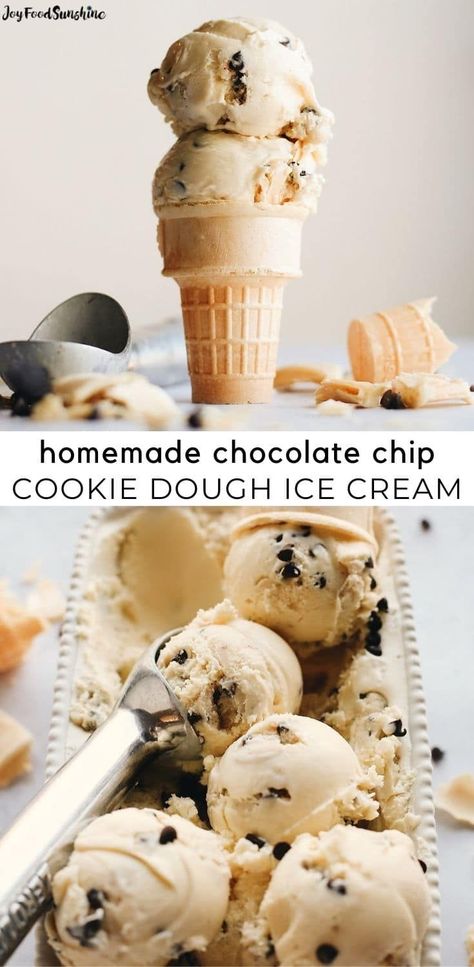 Essen, Chocolate Chip Cookies Ice Cream, Best Chocolate Ice Cream, Homemade Chocolate Chip Cookie Dough Ice Cream, Diy Soft Serve Ice Cream, Cookie Dough For Ice Cream, Ice Cream Recipes For Ice Cream Maker, Quick Ice Cream Recipe, Homemade Cookie Dough Ice Cream