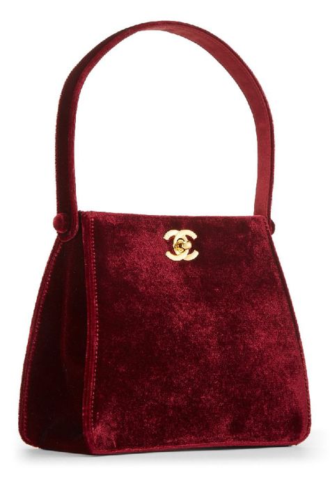 Pre-owned Chanel Burgundy Velvet Handbag Mini | ModeSens Chanel Price, Velvet Handbag, Sacs Design, Aesthetic Streetwear, What Goes Around Comes Around, Burgundy Velvet, Vintage Luxury, Fancy Bags, Shopping Chanel