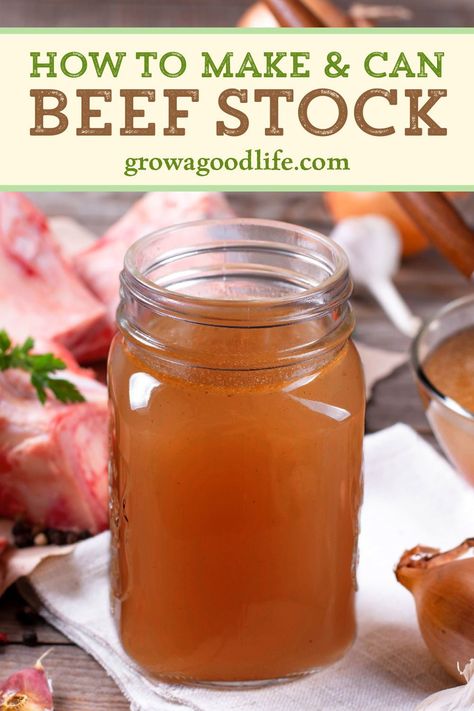 Homemade Beef Stock, Canning Beef, Beef Stock Recipes, Homemade Beef Broth, Canning Soup, Freezing Vegetables, Pressure Canning Recipes, Food Preserving, Homemade Bone Broth