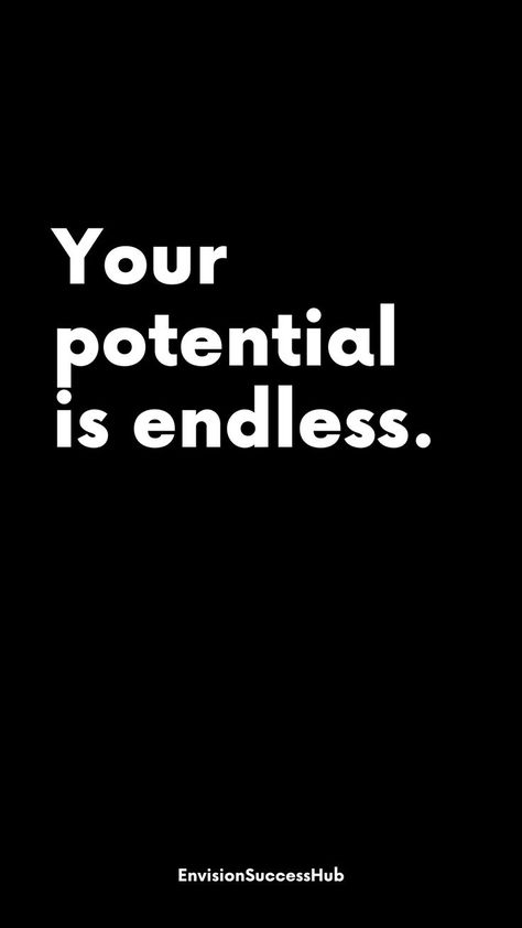 "Your potential is endless." 💪 Embrace this empowering truth and unlock the limitless possibilities within you. 🚀 Pin it now for daily inspiration to reach new heights! ✨ #MotivationQuotes #UnleashYourPotential #LimitlessPotential #Inspiration #SuccessMindset #AchieveYourGoals #BelieveInYourself #DreamBig #SelfEmpowerment #PositiveVibes #LifeQuotes #MondayMotivation #SelfRealization #EmpowerYourself Limitless Quotes, Your Potential Is Endless, Height Quotes, Tough Girl Quotes, Self Realization, Self Empowerment, Success Mindset, Pin It, Achieve Your Goals