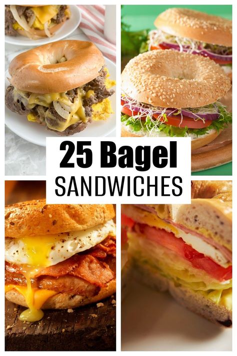 Bagles Recipe, Bagel Sandwich Lunch, Bagel Fillings, Breakfast Bagel Recipe, Bagel Sandwich Recipes, Healthy Bagel, Bagel Breakfast Sandwich, Sandwhich Recipes, I Lost 100 Pounds