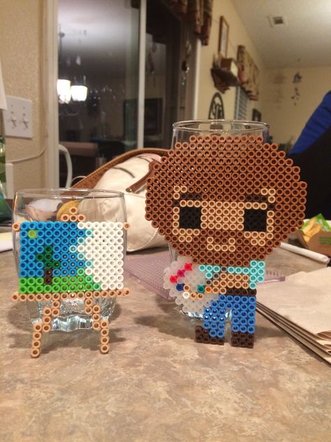 Bob Ross perler bead design Perler Bead Design, Perler Bead Designs, Perler Beads Ideas, Melt Beads Patterns, Easy Perler Bead Patterns, Perler Creations, Pixel Beads, Melty Bead Patterns, Pearl Beads Pattern