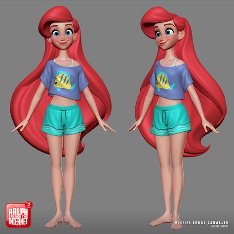 ArtStation - Ariel - Disney's Ralph Breaks the Internet, Sergi Caballer Ariel Characters, Ralph Breaks The Internet, Zbrush Character, 디즈니 캐릭터, 3d Cnc, Model Sheet, 캐릭터 드로잉, Walt Disney Animation, Walt Disney Animation Studios