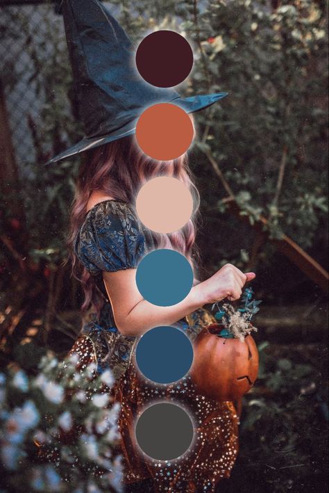 Blue Fall Palette, Autumn 2023 Palette, Haunted Forest Color Palette, Halloween Colour Scheme, Haunted House Color Palette, Halloween Color Palette 2023, Fall Boho Color Palette, Fall Home Color Palette, Modern Halloween Color Palette