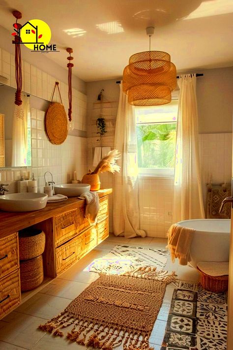 white bathroom luxury bathroom elegant bathroom dark bathroom timeless bathroom dream bathroom cozy bathroom boho bathroom farmhouse bathroom earthy bathroom bathroom inspiration bathroom tile ideas black bathroom bathroom lighting whimsical bathroom pink bathroom backsplash bathroom japandi bathroom bathroom interior master bathroom bathroom wallpaper rustic bathroom bathroom themed ideas small bathroom Boho Peach Bathroom, Boho Bathroom Yellow, Boho Bathroom No Windows, Boho Earthy Bathroom, Small Cozy Bathroom Ideas, Cozy House Bathroom, Orange And Yellow Bathroom, Bathroom Remodel Renter Friendly, Bohemian Bathroom Decor Ideas