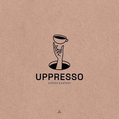 Branding, Logos & Design Inspo on Instagram: “@julianardhi.co . Branding for UPPRESSO Coffee & Eatery The project this time is a cafe called UPPRESSO. Its name comes from the words Up…” Coffe Name Idea, Coffee Brands Logo, Logo Cafe Design Ideas, Coffee Company Branding, Coffee Mug Logo, Cute Cafe Names, Cafe Names Ideas Logo, Coffee Logo Branding, Cafe Logo Design Ideas Coffee Branding