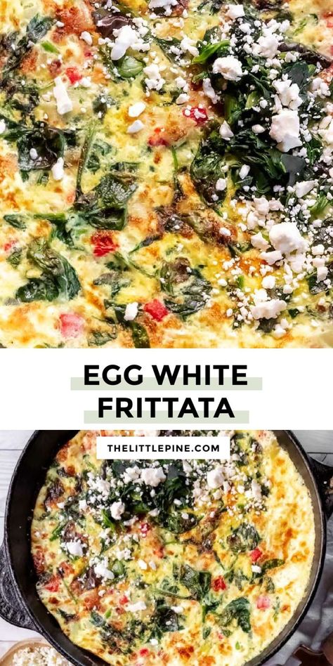 Egg whites and a few veggies are all you need for the delectably light and fluffy egg white frittata. Bonus: it's perfect for meal prep! Show off your cooking skills and whip up this healthy breakfast! Egg White Quiche Recipes Healthy, Baked Egg White Frittata, Egg White Quiche Crustless, Spinach Egg White Frittata, Egg White Scramble Recipes, Keto Egg White Recipes, Egg White Quiche Recipes, Egg White Frittata Recipes, Egg White Recipes Breakfast