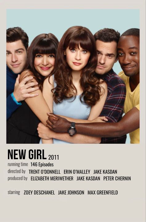minimal polaroid series poster for new girl New Girl Aesthetic, New Girl Poster, New Girl Wallpaper, New Girl Series, New Girl Nick And Jess, American Horror Story Movie, New Girl Show, Max Greenfield, New Girl Tv Show