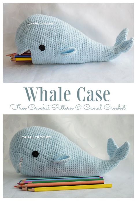 Back to School Whale Pencil Cases Free Crochet Pattern + Video Amigurumi Patterns, Pencil Pouch Pattern, Patterns Aesthetic, Animal Pencil Case, Crochet Pencil Case, Pencil Case Pattern, Designs Aesthetic, Crochet Pencil, Crochet Whale