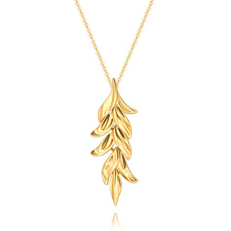 Long Chain With Pendant Gold, Gold Leaf Necklace, Sweater Necklace, Pearl Statement Necklace, 18k Gold Chain, Golden Necklace, Gold Long Necklace, Chain Fashion, Dainty Gold Necklace