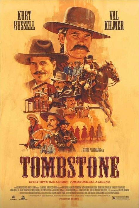 Tombstone Movie Poster, Movie Poster Wall Decor, Tombstone 1993, Tombstone Movie, Old Western Movies, Old Film Posters, Western Posters, Wyatt Earp, Mining Town