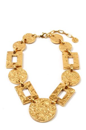 Y4NS4 Ben-Amun Textured Statement Link Necklace Couture, Gold Statement Jewelry, Statement Jewelry Sets, Square Necklace, Lana Jewelry, Gold Statement Necklace, Studded Belt, Gold Circle, Link Necklace
