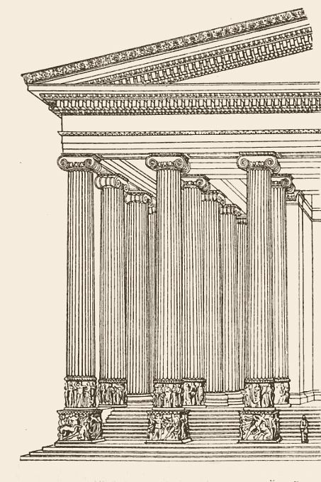 Temple of Artemis Greek Columns Drawing, Greek Architecture Drawing, Temple Of Artemis At Ephesus, The Temple Of Artemis, Temple Of Artemis, Greece Architecture, Temple Drawing, Gambar Lanskap, Architecture Antique