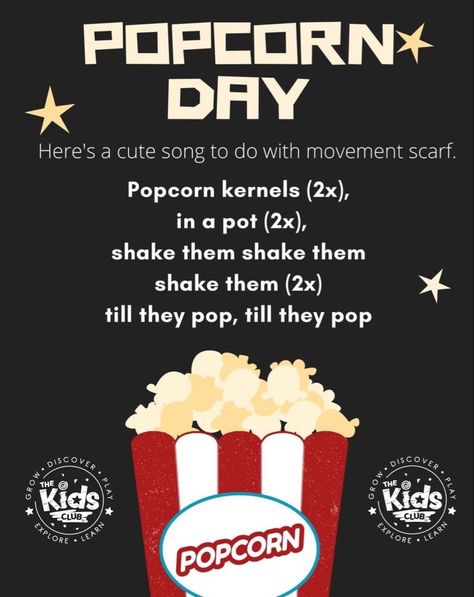 Circus Theme Preschool, Writing Center Preschool, Cute Popcorn, Movement Preschool, Popcorn Day, Movement Songs, Letter Song, Mouse A Cookie, Cool Experiments